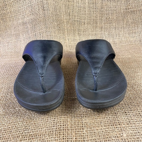 FitFlop Clog Sandals Slides Black Wedge Thong Size 8 - Picture 5 of 10